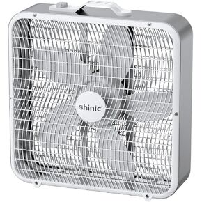 shinic 20-inch Box Fan,3-Speed Floor Fan for Full-Force Air Circulation,Quiet Operation,Easy Carry Handle Work Fan for Home Garage Greenhouse and workshop,White(2 Pack)