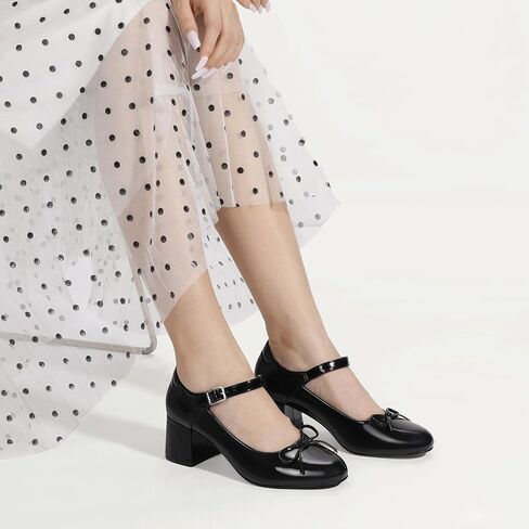 Mofri ShowHow Women's Mary Jane Shoes Women's Chunky Low Block Heels Mary Jane Round Closed Toe Pumps Wedding Office Dancing Dress Shoes in Saudi Arabia