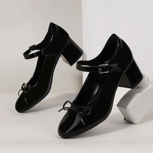 Mofri ShowHow Women's Mary Jane Shoes Women's Chunky Low Block Heels Mary Jane Round Closed Toe Pumps Wedding Office Dancing Dress Shoes in Saudi Arabia