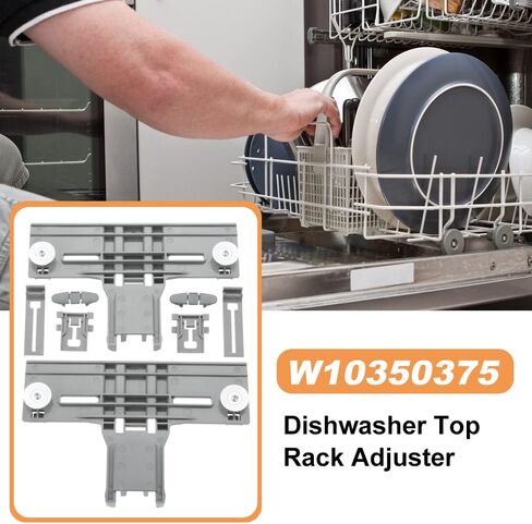 W10350375 Dishwasher Top Rack Adjuster Parts for Whirlpool Kenmore Kitchenaid Dishwasher, 8PCS W10195840 & W10195839 & W10508950 Dishwasher Top Rack Adjuster Kit in Saudi Arabia