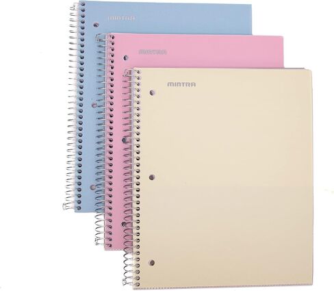 Mintra Office Durable Spiral Notebook - 2 Subject (Junior Size 3pk (6.5in x 9.5in), Arctic Ice, Sun Yellow, Spring Pink) in Saudi Arabia