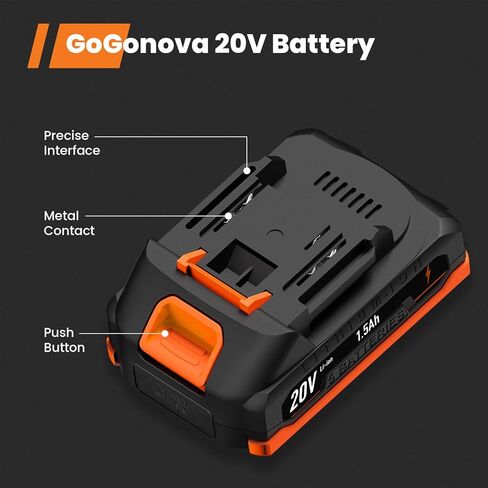 حزمة بطارية gogonova 20 فولت، حزمة بطارية ليثيوم أيون 1.5 أمبير، وقت تشغيل ممتد، مسدس غراء لاسلكي متوافق 20 فولت in Kuwait