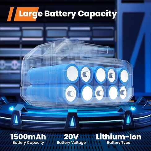 حزمة بطارية gogonova 20 فولت، حزمة بطارية ليثيوم أيون 1.5 أمبير، وقت تشغيل ممتد، مسدس غراء لاسلكي متوافق 20 فولت in Kuwait