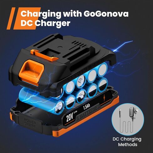 حزمة بطارية gogonova 20 فولت، حزمة بطارية ليثيوم أيون 1.5 أمبير، وقت تشغيل ممتد، مسدس غراء لاسلكي متوافق 20 فولت in Kuwait
