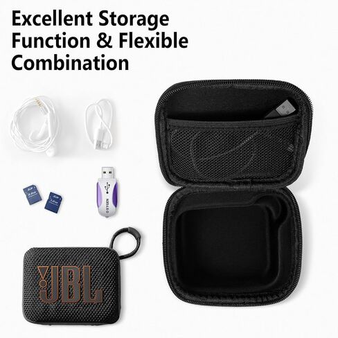 Geiomoo EVA Hard Carrying Case for JBL Go 4 Speaker, Portable Storage Cover with Carabiner and Strap (Gray) in Saudi Arabia