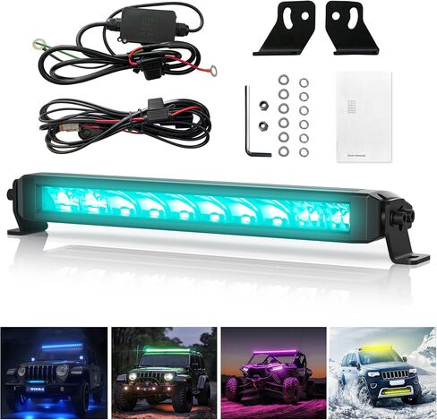 4WDKING Patented RGB Offroad LED Lights Driving/Fog/Pod Lights LED Bar with APP Remote Control for Trucks/Cars/Jeep/Boat/ATV/UTV Super Bright IP68&IP69K Multi-Color Working Beam Lamp (8 inch) in Kuwait