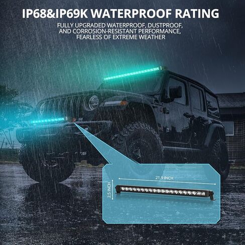 4WDKING Patented RGB Offroad LED Lights Driving/Fog/Pod Lights LED Bar with APP Remote Control for Trucks/Cars/Jeep/Boat/ATV/UTV Super Bright IP68&IP69K Multi-Color Working Beam Lamp (8 inch) in Kuwait