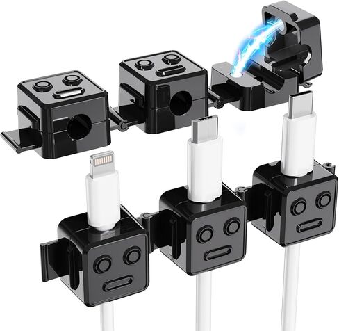 6 Pack Magnetic Cable Clips, Cord Organizer for Desk, Cable Holder, Cable Management, Cord Holder for Nightstand, Home, Office, Car (White) in Kuwait