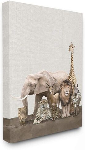 Stupell Industries Wild Zoo Animals Elephant Lion Giraffe Zebra, Design by Ziwei Li Wall Art, 16x20, Canvas in Saudi Arabia