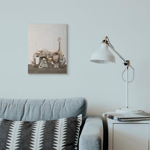 Stupell Industries Wild Zoo Animals Elephant Lion Giraffe Zebra, Design by Ziwei Li Wall Art, 16x20, Canvas in Saudi Arabia