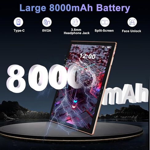 Tablet Android 14 Tablets 10.1 inch with 22GB RAM 128GB ROM, Octa-Core Processor 8000mAh TF 1TB, G+G HD IPS Display Tableta, Dual Camera, Widevine L1 Bluetooth GPS Tablet PC (Gray) in Saudi Arabia