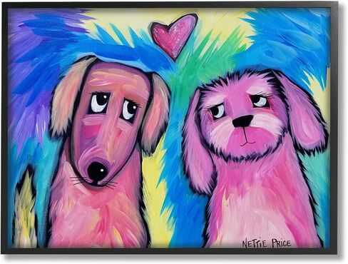 Stupell Industries Abstract Dog Friends Black Framed Giclee Art Design by Nettie Price, 14 x 11 in Saudi Arabia