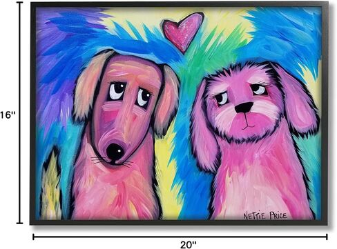 Stupell Industries Abstract Dog Friends Black Framed Giclee Art Design by Nettie Price, 14 x 11 in Saudi Arabia