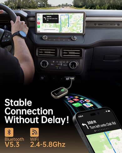 Luckymore Wireless CarPlay Adapter for iPhone, Convert Wired to Wireless Carplay for Apple iPhone iOS 10+ and Cars from 2016 in Saudi Arabia