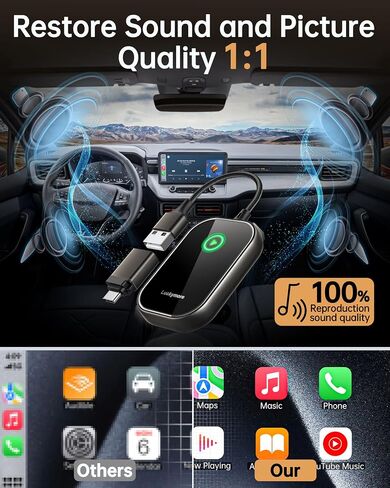 Luckymore Wireless CarPlay Adapter for iPhone, Convert Wired to Wireless Carplay for Apple iPhone iOS 10+ and Cars from 2016 in Saudi Arabia