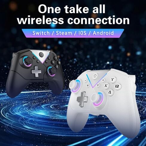 IWGAME Wireless Gaming Controller for Swith/Android/IOS/Windows, Bluetooth Controller Supports Dual Mator Vibration, Macro Features Gamepad(Black) in Saudi Arabia