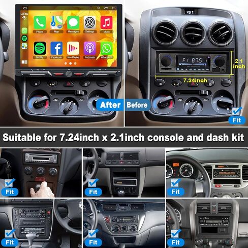 ستيريو راديو سيارة لاسلكي مزدوج Din مقاس 7 بوصات مع شاشة Carplay Android Auto التي تعمل باللمس، وحدة رأس مستقبلات صوت السيارة، بلوتوث 5.3، كاميرا احتياطية، FM/AM/RDS، SWC، Mirrorlink، وظيفة الشحن السريع... in Saudi Arabia