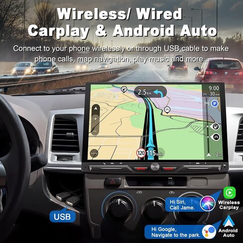 ستيريو راديو سيارة لاسلكي مزدوج Din مقاس 7 بوصات مع شاشة Carplay Android Auto التي تعمل باللمس، وحدة رأس مستقبلات صوت السيارة، بلوتوث 5.3، كاميرا احتياطية، FM/AM/RDS، SWC، Mirrorlink، وظيفة الشحن السريع... in Saudi Arabia