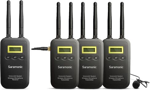 نظام ميكروفون لاسلكي رقمي مثبت على الكاميرا Saramonic VmicLink5 مع 3 أجهزة إرسال Bodypack وميكروفونات Lavalier in Kuwait