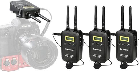 نظام ميكروفون لاسلكي رقمي مثبت على الكاميرا Saramonic VmicLink5 مع 3 أجهزة إرسال Bodypack وميكروفونات Lavalier in Kuwait