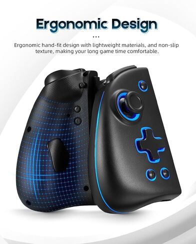 Switch Joy Pad Controller for Switch/Switch OLED, Wireless Joy Controller Replacement 8 Colors Adjustable LED Joypad Controller with Hall Effect Joysitck/Back Map Button/Turbo/Motion Control (Black) in Saudi Arabia