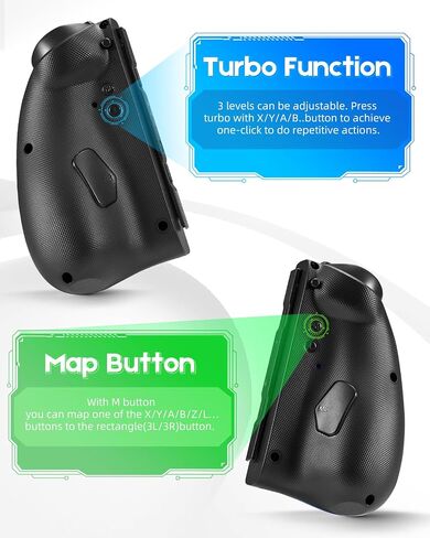 Switch Joy Pad Controller for Switch/Switch OLED, Wireless Joy Controller Replacement 8 Colors Adjustable LED Joypad Controller with Hall Effect Joysitck/Back Map Button/Turbo/Motion Control (Black) in Saudi Arabia