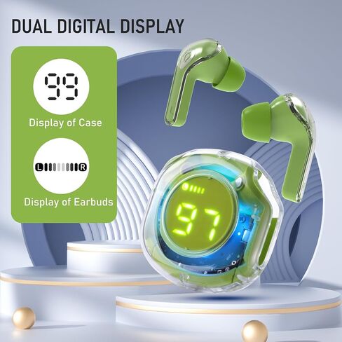OOYY Wireless Bluetooth Earbuds with Touch Control & Digital Display Charging Case, Sports Bluetooth Headphones with Microphone Compatible with iPhone, Andriod (Black) in Saudi Arabia