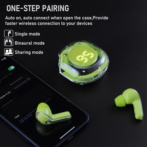 OOYY Wireless Bluetooth Earbuds with Touch Control & Digital Display Charging Case, Sports Bluetooth Headphones with Microphone Compatible with iPhone, Andriod (Black) in Saudi Arabia