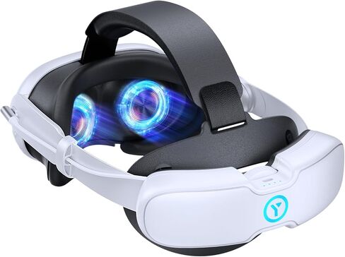 YOGES 10000mAh Battery Head Strap Compatible with Meta Quest 3, Detachable Magnetic Battery, Rechargeable Headstrap to Extend Playtime, Comfort Strap for VR Headset Compatible with Meta Quest 3 in Saudi Arabia