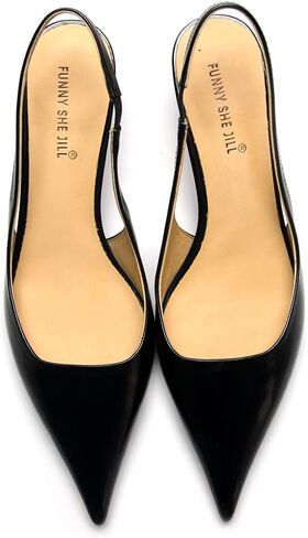 FSJ Women's Mid Kitten Heel Slingback Sandal Pointy Toe Sexy Pumps Comfortable Dress Party Walking Shoes Size 4-15 US in Saudi Arabia