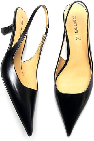 FSJ Women's Mid Kitten Heel Slingback Sandal Pointy Toe Sexy Pumps Comfortable Dress Party Walking Shoes Size 4-15 US in Saudi Arabia