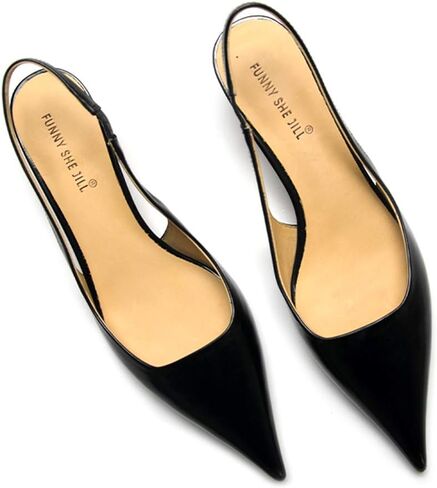 FSJ Women's Mid Kitten Heel Slingback Sandal Pointy Toe Sexy Pumps Comfortable Dress Party Walking Shoes Size 4-15 US in Saudi Arabia