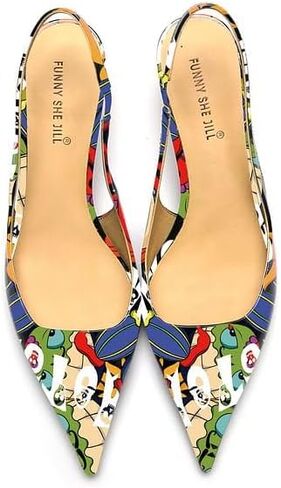 FSJ Women's Mid Kitten Heel Slingback Sandal Pointy Toe Sexy Pumps Comfortable Dress Party Walking Shoes Size 4-15 US in Saudi Arabia
