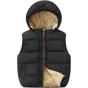 Toddler Winter Puffer Vest Fleece Hooded Sleeveless Jacket Padded Down Waistcoat Outwear for Baby Boys Girls