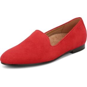 Vionic Womens North Willa Comfort Flats- Supportive Walking Shoes for Heel Pain, Plantar Fasciitis with an Arch Support Red Suede 6.5 Medium in Saudi Arabia