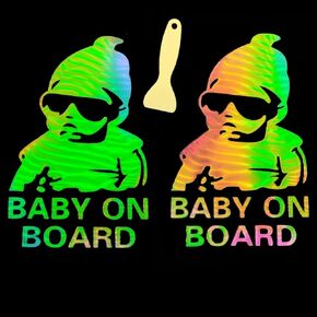 4 Pcs Baby on Board Sticker for Cars, Baby in Car, Funny Cute Baby Safety Car Signs Decal Set,Car Window Decal Stickers for Mailbox Windows Baby Car,Adhesive,Waterproof (Reflective Silver)