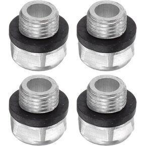 HARFINGTON 4pcs Air Compressor Oil Sight Glass 36 x 1.5mm Male Thread Liquid Level Gauge Aluminum Alloy Hex Head Oil Indicator Window with O-Ring for Air Compressor Gearbox Tanks, Silver