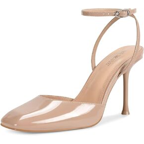 wetkiss Heels for Women Square Toe Pumps, Ankle Strap Stiletto High Heels Patent Leather Pumps for Dress Wedding Party Club