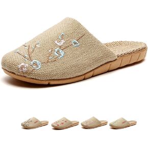Plum Blossom slippers floral Chinese style Slippers for Women and Men linen house bedroom corduroy bow cross with slipper shoes Comfortable stylish gift slippers