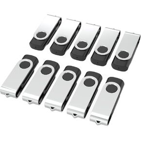 20Pack 8GB USB 2.0 Flash Drive with Keychains,Swivel USB Thumb Drives Memory Stick USB Drive for PC Laptop Computer (Black)