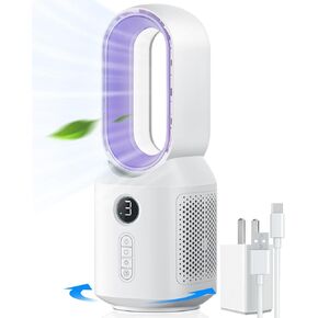 let'me Desk Fan, 106° Oscillating Fan for Indoors,Bladeless Fan with 3 Speeds, Small Office Fan with LED Light, 13 Inch Personal Small Fan for Bedroom Home Office Desktop