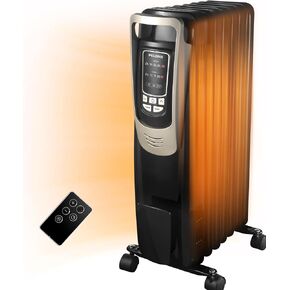 PELONIS Oil Filled Radiator Heater Luxurious Champagne Portable Space Heater with Programmable Thermostat, 10H Timer, Remote Control, Tip Over&Overheating Functions, Quiet Heater for Home Office