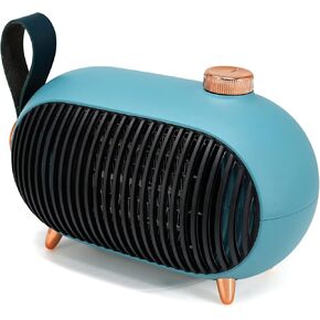 Metkiio Space Heater – Portable Mini Heater for Home and Office – Energy-Efficient Small Space Heater with Overheating Protection – Retro Heater for Bedroom, Camping Tent, RV Trailer,Blue