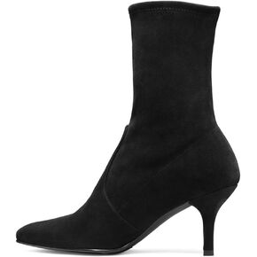 Divanne Ankle Boots for Women,Women's Pointed Toe Mid Calf Boots Stretchy Suede Kitten Heel Sock Boots