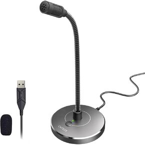 CMTECK USB Computer Microphone, Plug &Play Desktop Omnidirectional Condenser PC Laptop Mic, Mute Button with LED Indicator, Compatible with Windows/Mac, for YouTube, Skype, Recording, Games