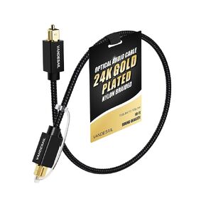 Digital Optical Audio Cable 4.5FT Nylon Braided Fiber Optical Cable for Soundbar,TOSLINK Cable Gold Plated Connector Optical Audio Cable for TV,Xbox,PS4,Samsung,Amps