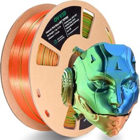 OVV3D PLA Filament 1.75mm Tri-Colors, 3D Printer Filament Silk PLA Filament, Rainbow PLA Filament with Silk PLA Sky Blue, Pink and Yellow, 3D Printing Filament +/-0.02mm, 1kg/2.2lbs