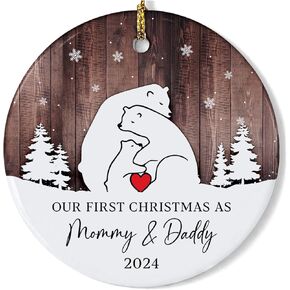 Our First Christmas Engaged 2024 Heart Acrylic Ornament - Engagement Gifts for Couples, Just Engaged Gifts Wedding Ornaments for Bride, Newlywed, Christmas Tree Engagement Ring Ornament 2024