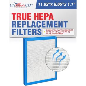 LifeSupplyUSA True HEPA Filter Replacement Compatible with HoMedics AP-10 AF-10FL AF-10 AP-15 AF-15 Air Cleaner