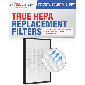 LifeSupplyUSA HEPA Filter Replacement Compatible with Envion AllergyPro Allergy Pro AP450 AP 450